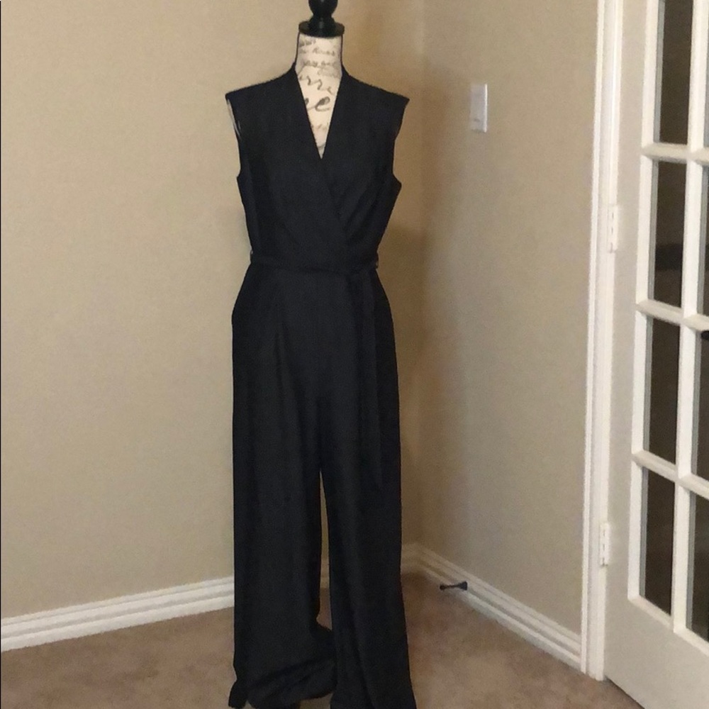 Calvin Klein Sleeveless wide leg pant suit.